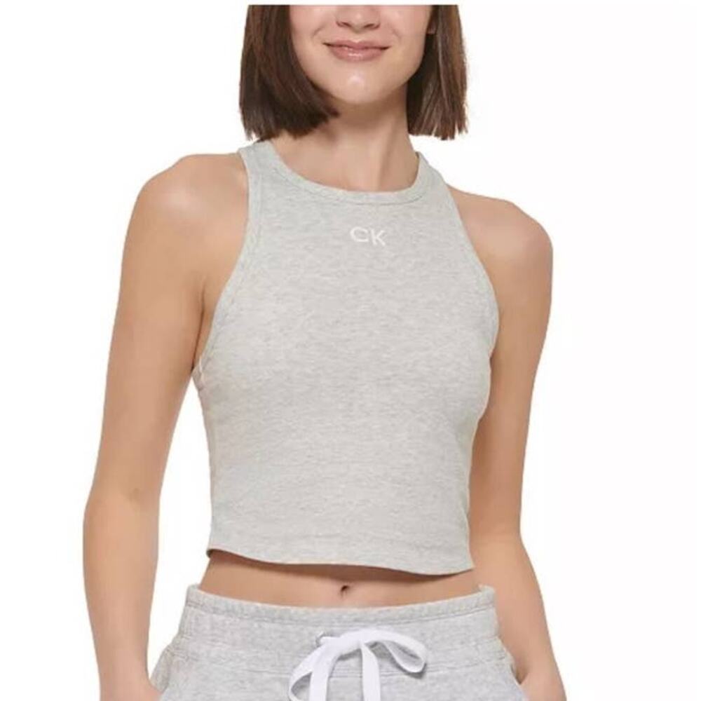 Calvin Klein Performance Women's GREY Racerback Crop Top size Large New